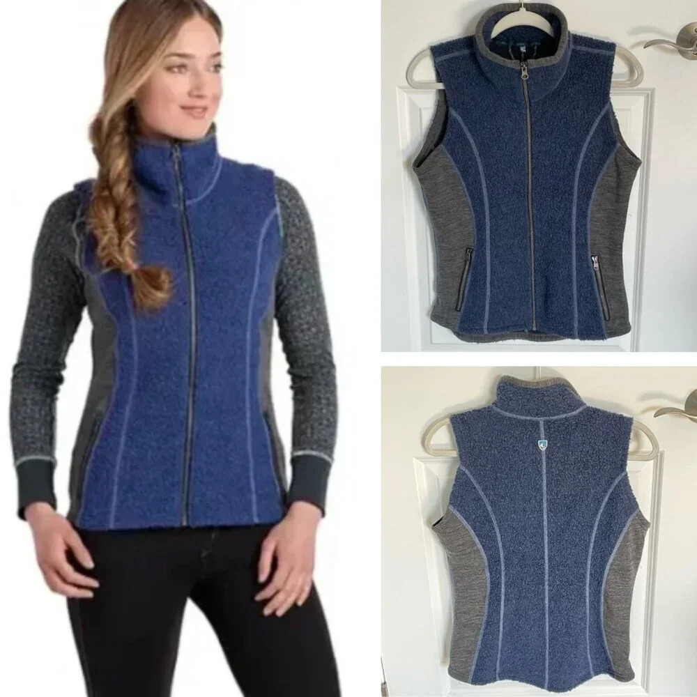 Kuhl Blue Gray Kozet Wool Blend Full Zip Vest 29413